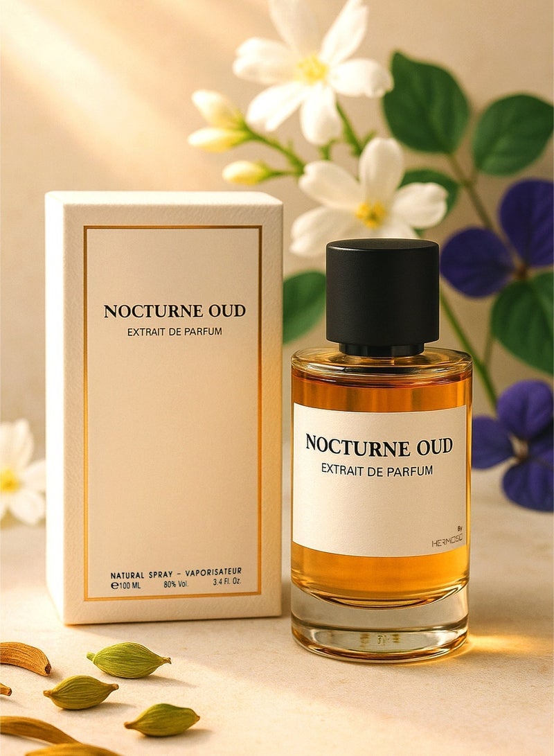 Hermoso Men’s Perfume Nocturne Oud EDP 100ml | Long Lasting Perfume for Men with Leather & Cardamom Notes | Luxury Arabic Perfume for Men - Image 5