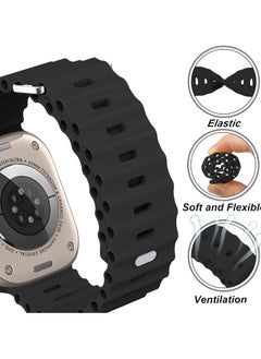 Generic Ocean Band Compatible With Apple Watch 49mm 45mm 44mm 42mm 41mm 40mm 38mm For Women Men Breathable Waterproof Soft Silicone Sport Strap  - Image 3