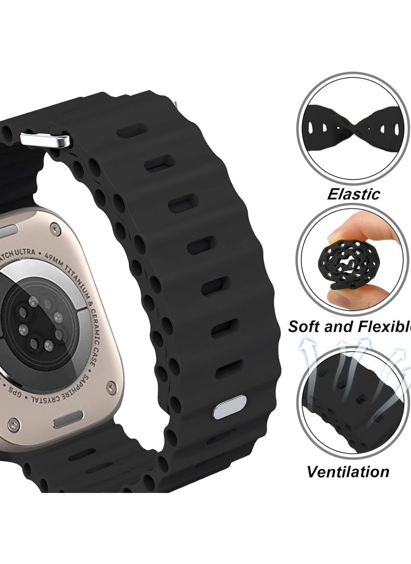 Generic - Ocean Band Compatible With Apple Watch 49mm 45mm 44mm 42mm 41mm 40mm 38mm For Women Men Breathable Waterproof Soft Silicone Sport Strap - Image 1