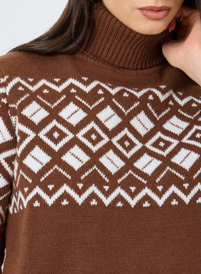 تايك تو كنزة بياقة عالية بنقشة فير آيل - Image 3