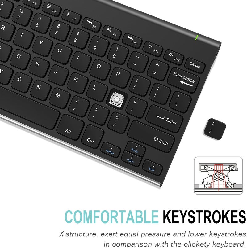 Arteck Bluetooth Keyboard, Stainless Steel Universal Portable Wireless Bluetooth Keyboard for iOS iPad 10.2-inch, Air, Pro, Mini, Android, Windows Tablets PC Smartphone Built in Rechargeable Battery - Image 4