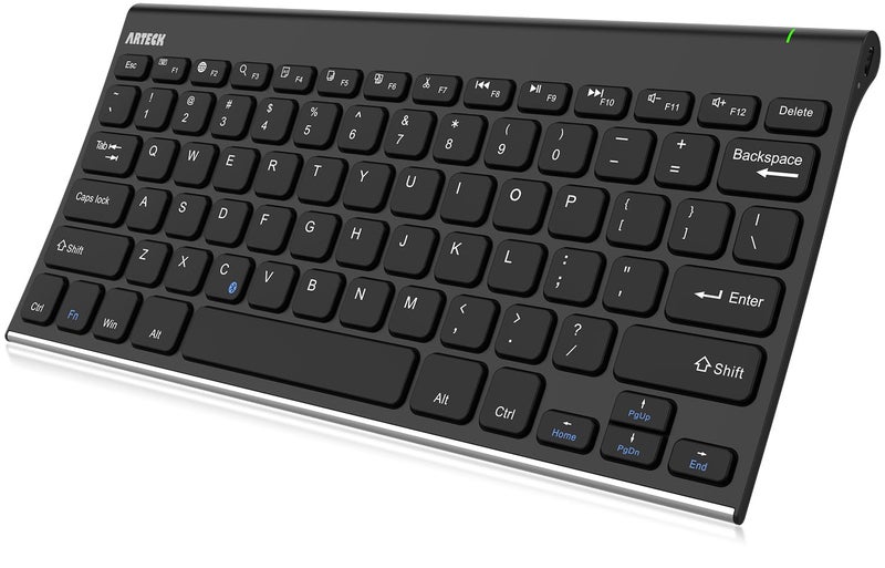 Arteck Bluetooth Keyboard, Stainless Steel Universal Portable Wireless Bluetooth Keyboard for iOS iPad 10.2-inch, Air, Pro, Mini, Android, Windows Tablets PC Smartphone Built in Rechargeable Battery - Image 1