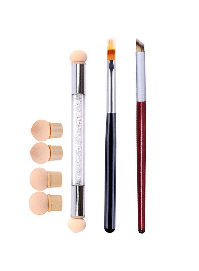 NAILWIND 3 Pcs Ombre Nail Art Brush Set Wooden Gel Builder Brush Double Head Nail Gradient Shading Pen With 4 Replaceable Sponge Heads Manicure Tools - Image 1