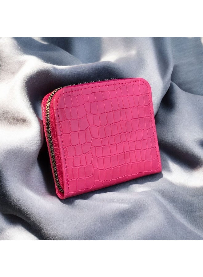 MA Women's Faux Leather Wallet, Pink, Zip Around Card Holder, 10x11 cm, All Seasons-M-250 (Pink) - Image 2