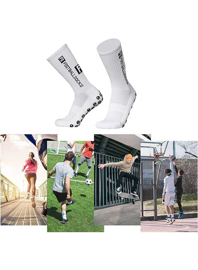 أوشن جوارب كرة القدم للرجال ، غير زلة جوارب كرة القدم مع النقاط المطاطية ، جوارب كرة القدم الرياضية ، نفاذية الهواء ومقاومة للاهتراء ، أبيض - Image 5