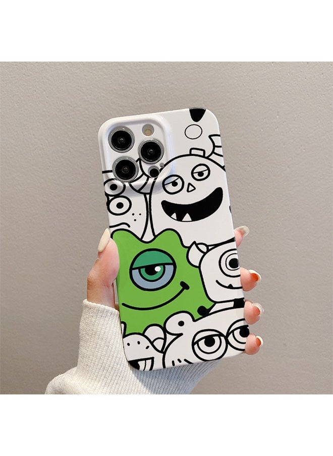 iPhone 16 Pro Max Case, Cartoon Line Monster Cover, Silky Soft Touch Full Body Protective Phone Case, Shockproof Cover with Microfiber Lining Cartoon Protective Case Cover for iPhone 16 Pro Max