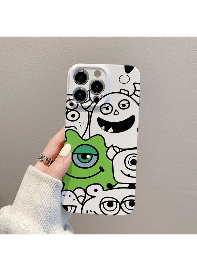 iPhone 16 Pro Max Case, Cartoon Line Monster Cover, Silky Soft Touch Full Body Protective Phone Case, Shockproof Cover with Microfiber Lining Cartoon Protective Case Cover for iPhone 16 Pro Max