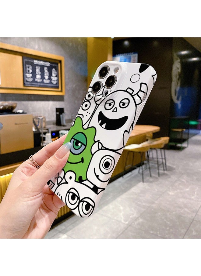 iPhone 16 Pro Max Case, Cartoon Line Monster Cover, Silky Soft Touch Full Body Protective Phone Case, Shockproof Cover with Microfiber Lining Cartoon Protective Case Cover for iPhone 16 Pro Max