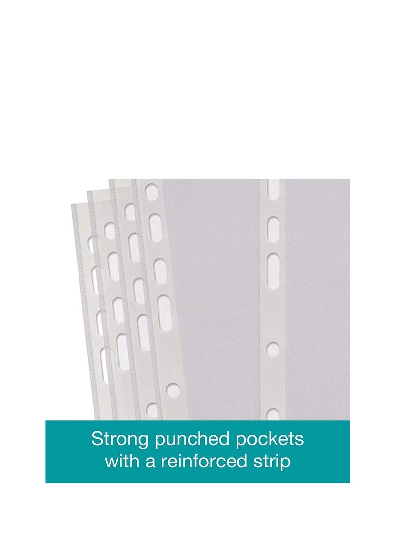 MARKQ 100 Piece Plastic Punched Pockets A4 Clear Sheet Protectors Paper pocket sleeves for Folders Filing Wallets Paper & Documents [40 mic]  - Image 4