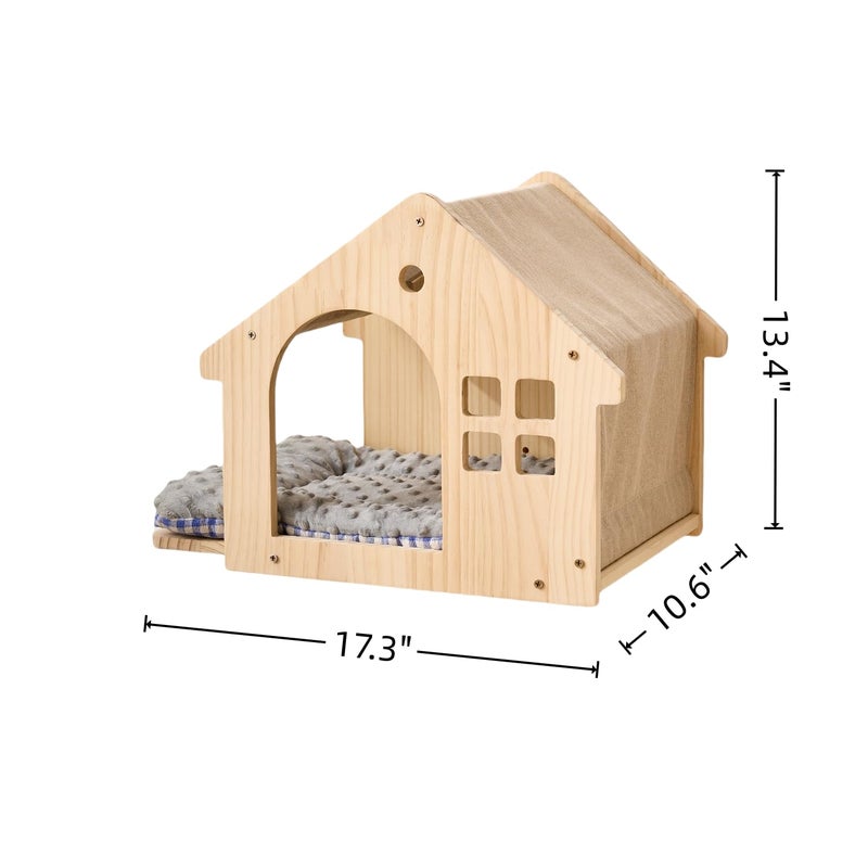 SHENGOCASE Natural Wood Cat Wall Shelves Bed, 2-Pack, Wall-Mounted Box Condo House Perch, Cat Condo Furniture with Washable Pillow Cushions - Image 5