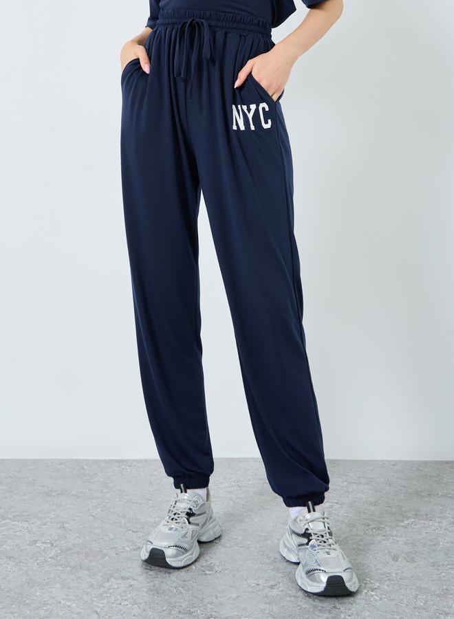Take Two Dark Blue NYC Print T-Shirt and Joggers Co-Ords - Image 5