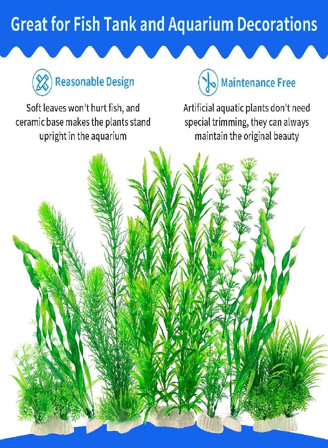 MYLIFEUNIT MyLifeUNIT Aquarium Plants, 20 Pack Artificial Fish Tank Plants for Aquarium Decorations (Green) - Image 1