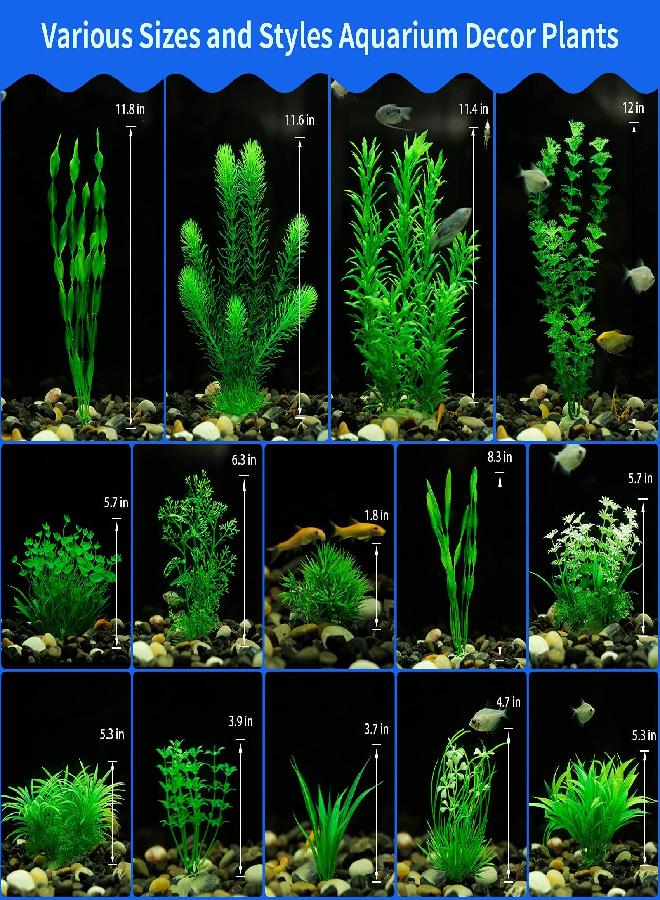 MYLIFEUNIT MyLifeUNIT Aquarium Plants, 20 Pack Artificial Fish Tank Plants for Aquarium Decorations (Green) - Image 2