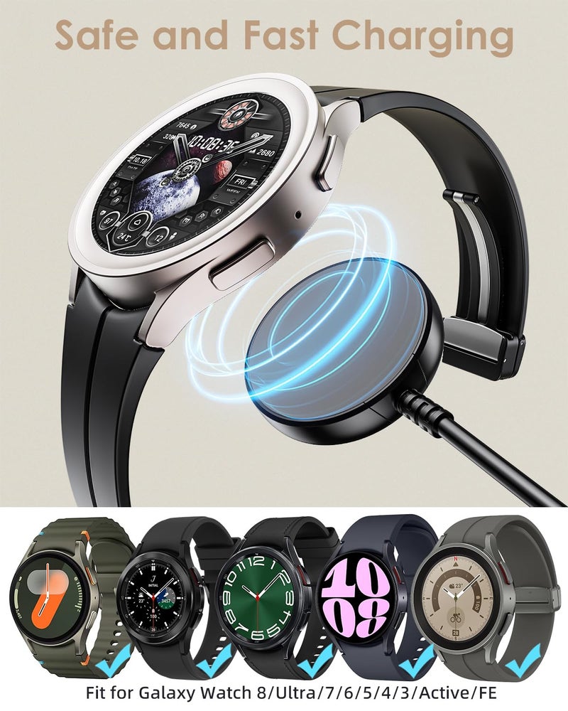 Autallgee 3.3FT for Samsung Galaxy Watch Charger Compatible with Watch 8/8 Classic/Ultra/7/6/6 Classic/5/5 Pro/4/4 Classic/3/Active/FE USB A Magnetic Fast Charging - Image 2