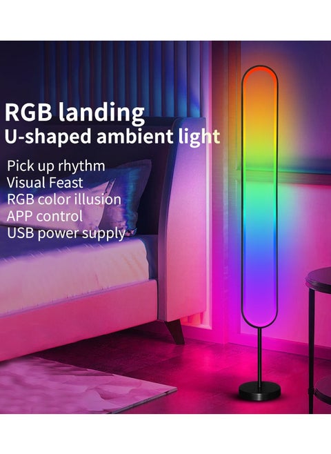 U-Shape LED Corner Floor Lamp | 10W Color Changing Lamp,Sleek Minimalist Design, Dimmable RGB Color Changing, with APP and Remote Control, Music Sync Mode, Ambient Lighting for Living Room, Gaming Room,Bedroom | Energy Efficient