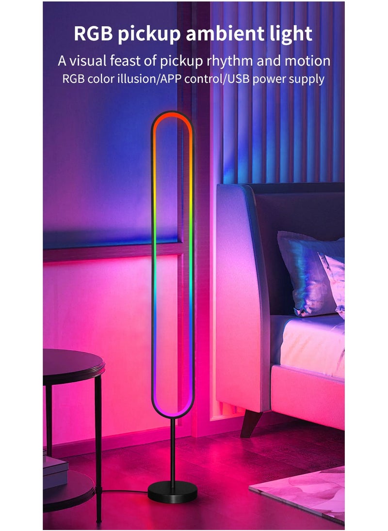 U-Shape LED Corner Floor Lamp | 10W Color Changing Lamp,Sleek Minimalist Design, Dimmable RGB Color Changing, with APP and Remote Control, Music Sync Mode, Ambient Lighting for Living Room, Gaming Room,Bedroom | Energy Efficient