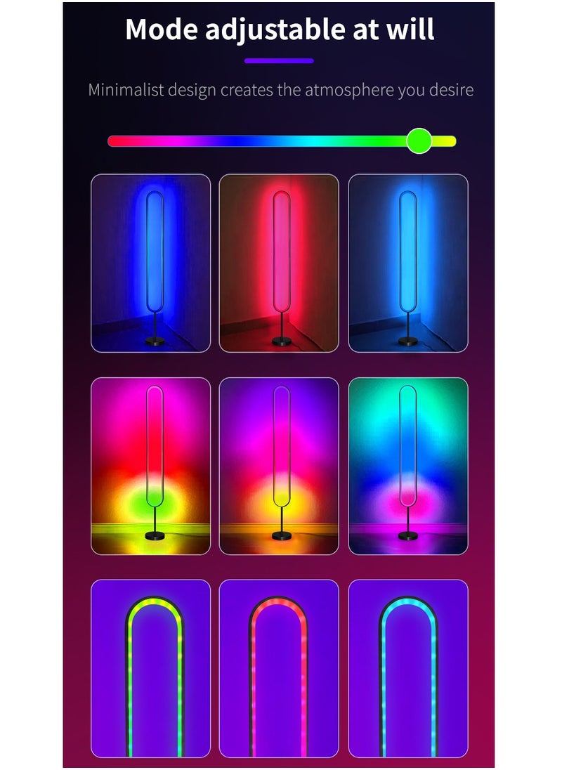 U-Shape LED Corner Floor Lamp | 10W Color Changing Lamp,Sleek Minimalist Design, Dimmable RGB Color Changing, with APP and Remote Control, Music Sync Mode, Ambient Lighting for Living Room, Gaming Room,Bedroom | Energy Efficient