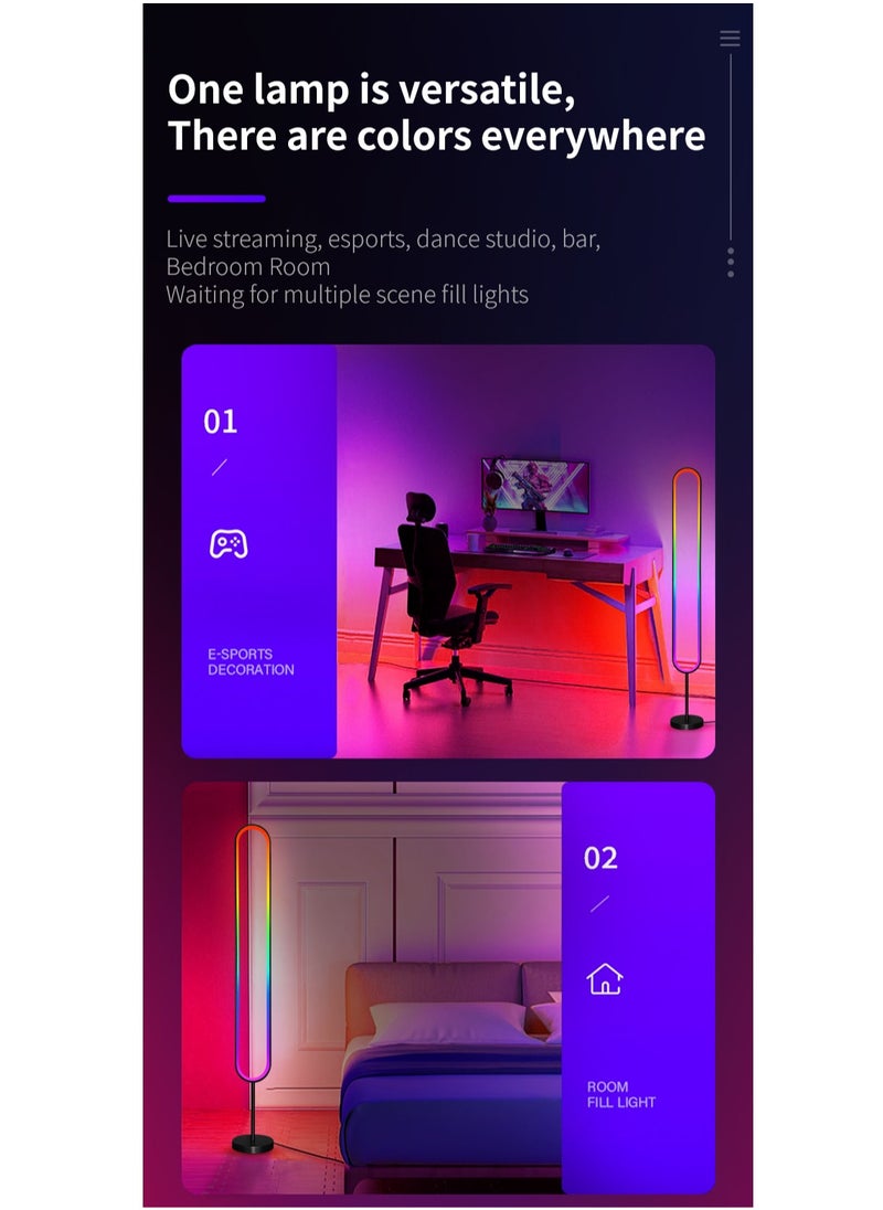 U-Shape LED Corner Floor Lamp | 10W Color Changing Lamp,Sleek Minimalist Design, Dimmable RGB Color Changing, with APP and Remote Control, Music Sync Mode, Ambient Lighting for Living Room, Gaming Room,Bedroom | Energy Efficient