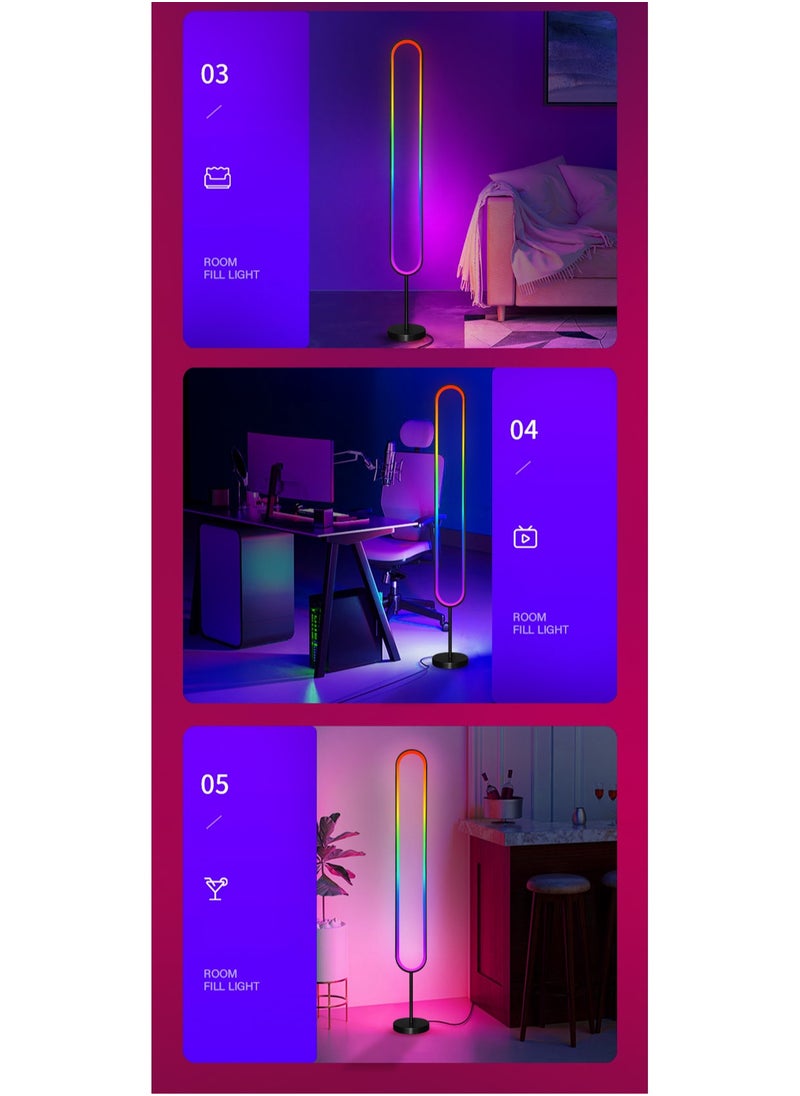 U-Shape LED Corner Floor Lamp | 10W Color Changing Lamp,Sleek Minimalist Design, Dimmable RGB Color Changing, with APP and Remote Control, Music Sync Mode, Ambient Lighting for Living Room, Gaming Room,Bedroom | Energy Efficient