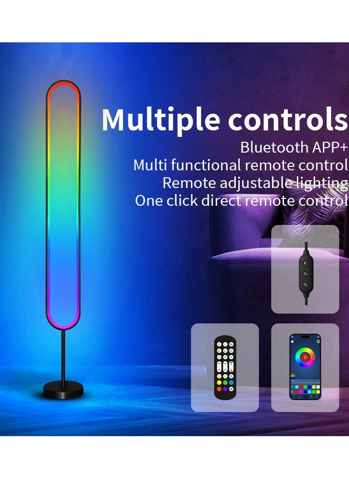 U-Shape LED Corner Floor Lamp | 10W Color Changing Lamp,Sleek Minimalist Design, Dimmable RGB Color Changing, with APP and Remote Control, Music Sync Mode, Ambient Lighting for Living Room, Gaming Room,Bedroom | Energy Efficient