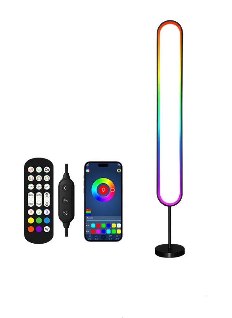 U-Shape LED Corner Floor Lamp | 10W Color Changing Lamp,Sleek Minimalist Design, Dimmable RGB Color Changing, with APP and Remote Control, Music Sync Mode, Ambient Lighting for Living Room, Gaming Room,Bedroom | Energy Efficient