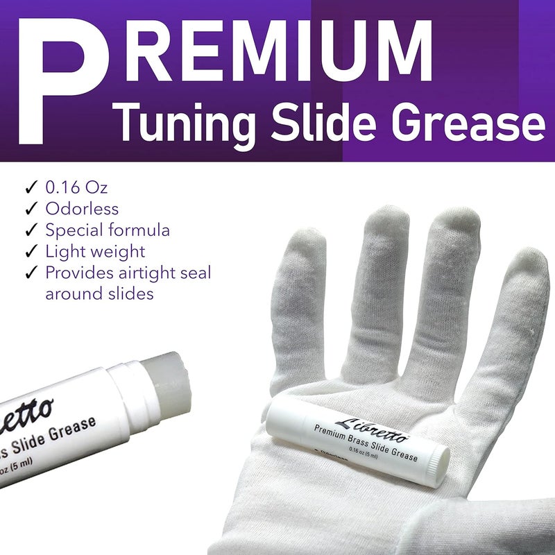 Libretto French Horn ALL-INCLUSIVE Cleaning & Care Kit with Instructions: Valve Oil + Slide Grease + Cleaning Cloth + Mouthpiece & Bore Brushes, Giftable Handy Case. Clean & Extend Life of your Horn Modern practical shape - Image 4