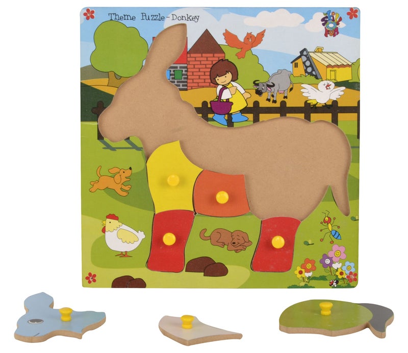 Skillofun Wooden Theme Puzzle Standard Donkey Knobs, Multi Color - Image 2