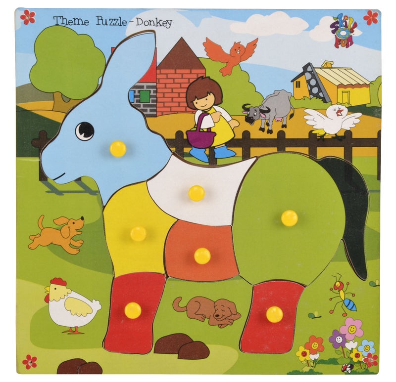 Skillofun Wooden Theme Puzzle Standard Donkey Knobs, Multi Color - Image 4