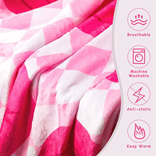 Frienda Preppy Throw Blanket Smile Face Cute Flannel Soft Plush Fuzzy Blanket Preppy Bedding Stuff for Dormitory Living Room 50" x 60"(Checkered Smile Face) - Image 4