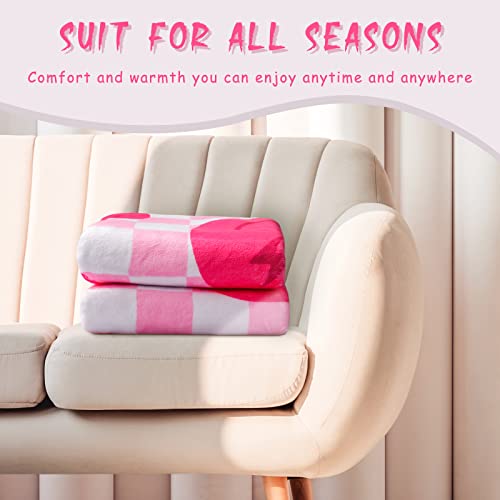Frienda Preppy Throw Blanket Smile Face Cute Flannel Soft Plush Fuzzy Blanket Preppy Bedding Stuff for Dormitory Living Room 50" x 60"(Checkered Smile Face) - Image 5