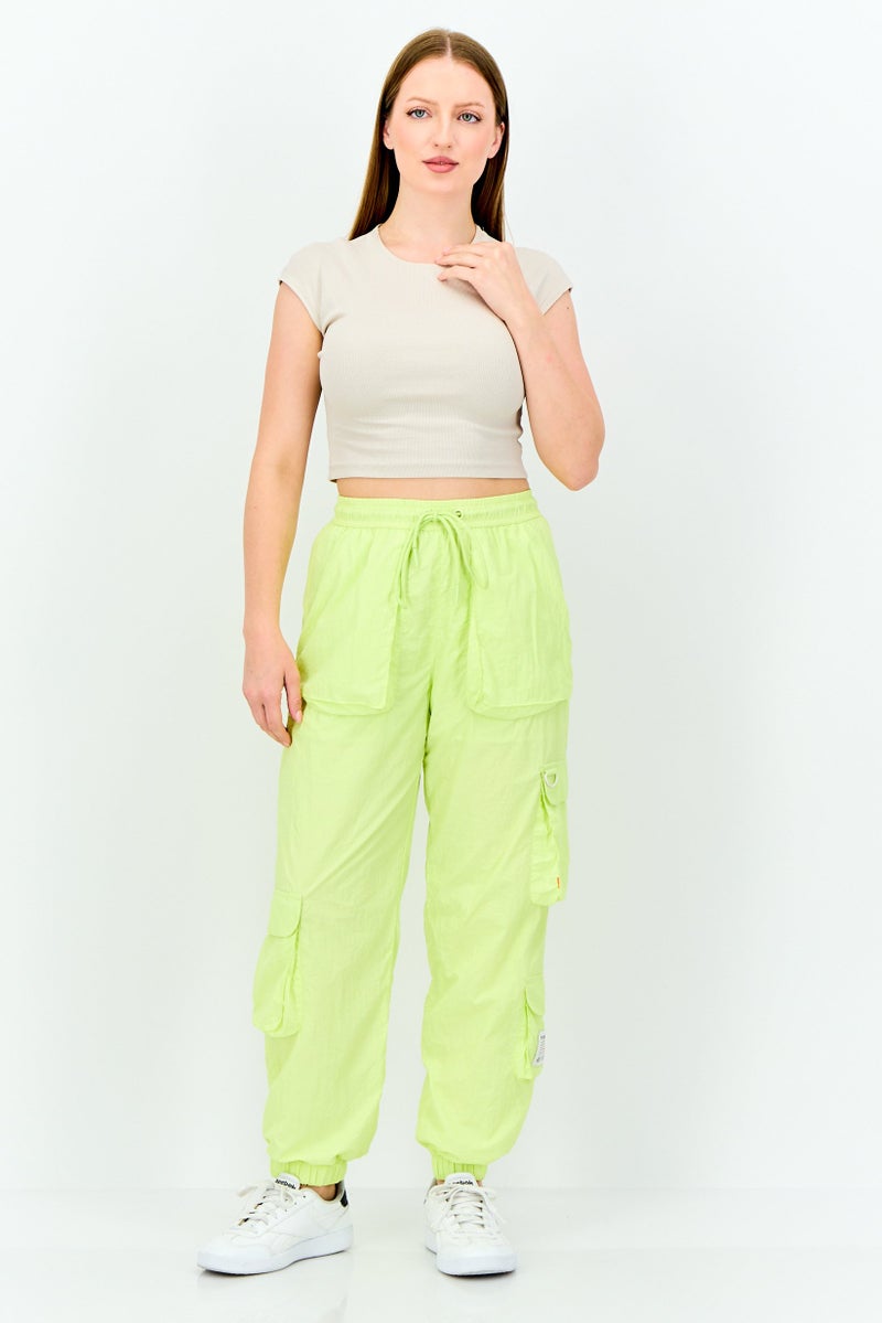 TRIBE OF 6 Women Regular Fit Plain Cargo Pants, Lime Green - Image 4