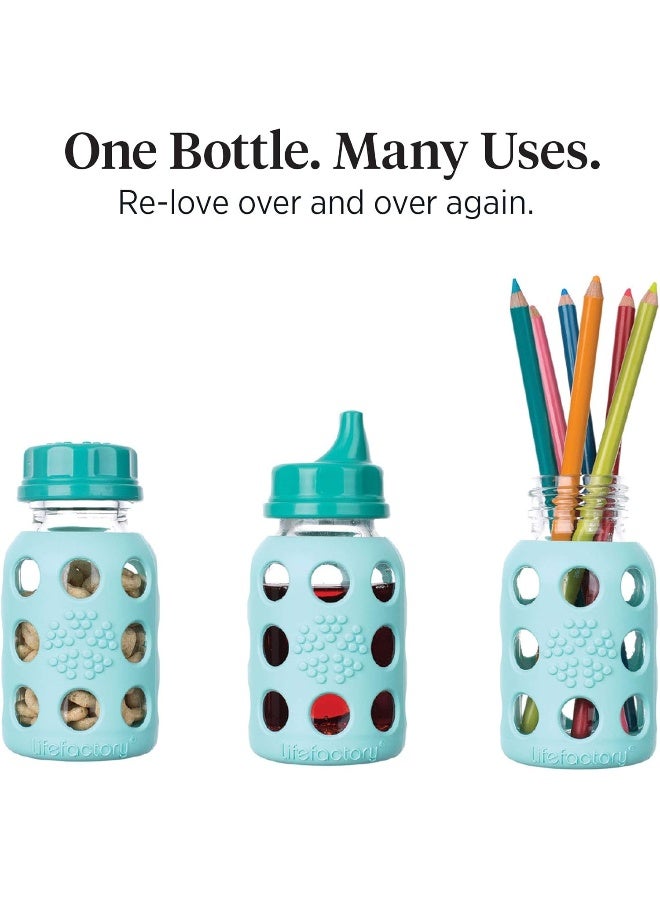 Lifefactory Baby 6 Bottle Starter Set in Mint/Lavender and in Kale/Grape Flat & Sippy Caps Stage 3 16 Oz 12 Piece Set - Image 5