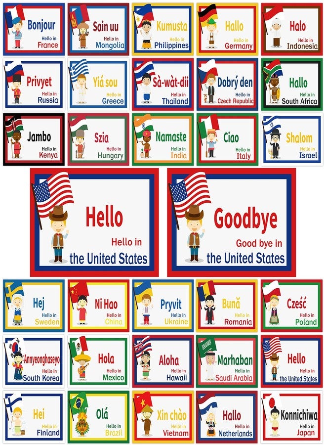 gisgfim 30Pcs Greetings from Around The World Cutouts Diversity Learning Languages Classroom Decorations Multicultural Languages Cutouts Supplies for Classroom School Home Decor - Image 1