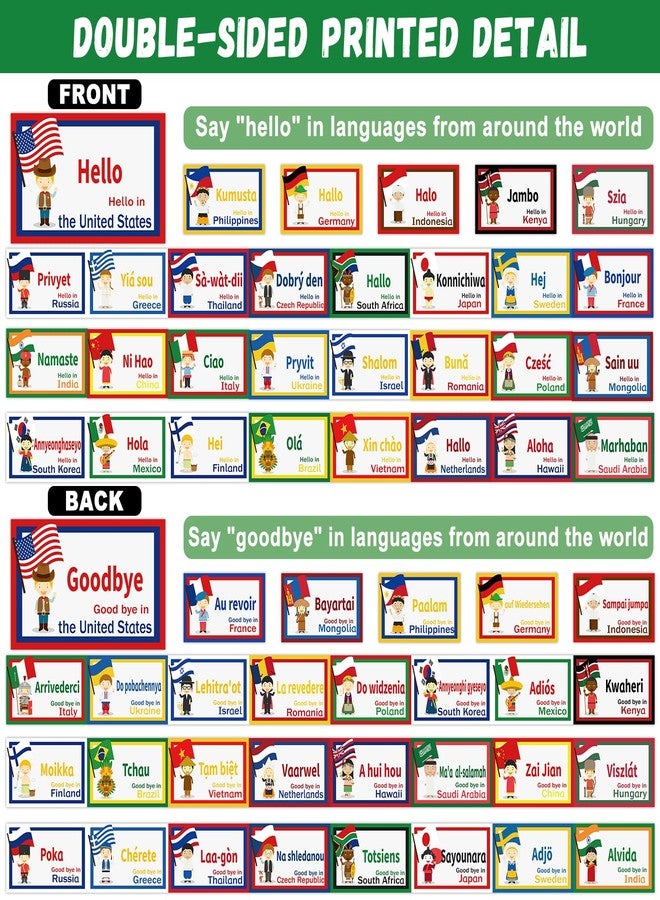 gisgfim 30Pcs Greetings from Around The World Cutouts Diversity Learning Languages Classroom Decorations Multicultural Languages Cutouts Supplies for Classroom School Home Decor - Image 3
