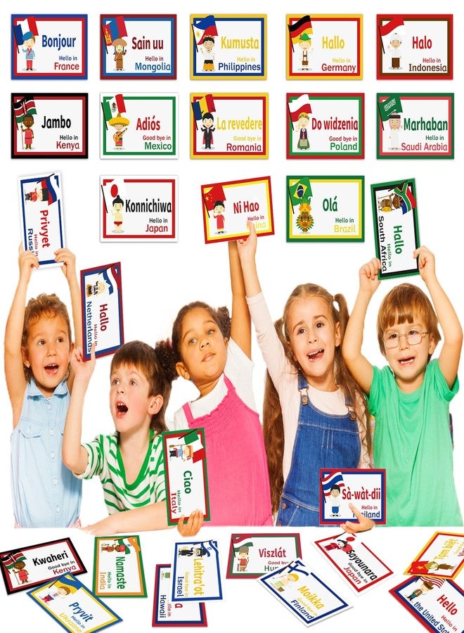 gisgfim 30Pcs Greetings from Around The World Cutouts Diversity Learning Languages Classroom Decorations Multicultural Languages Cutouts Supplies for Classroom School Home Decor - Image 4