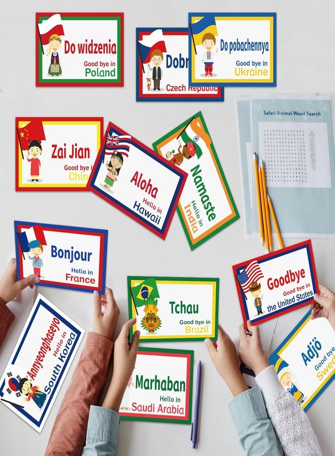 gisgfim 30Pcs Greetings from Around The World Cutouts Diversity Learning Languages Classroom Decorations Multicultural Languages Cutouts Supplies for Classroom School Home Decor - Image 5