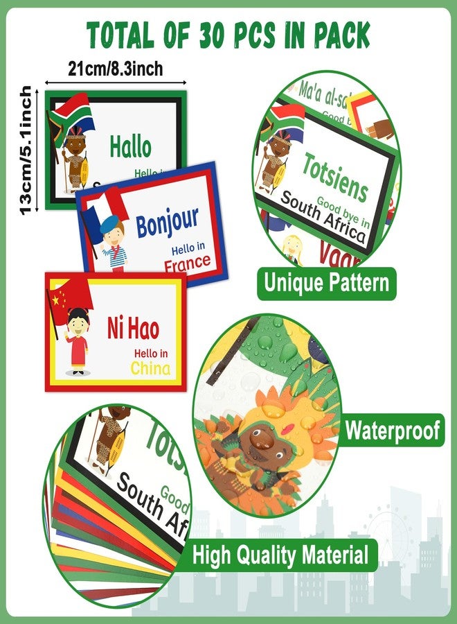 gisgfim 30Pcs Greetings from Around The World Cutouts Diversity Learning Languages Classroom Decorations Multicultural Languages Cutouts Supplies for Classroom School Home Decor - Image 2
