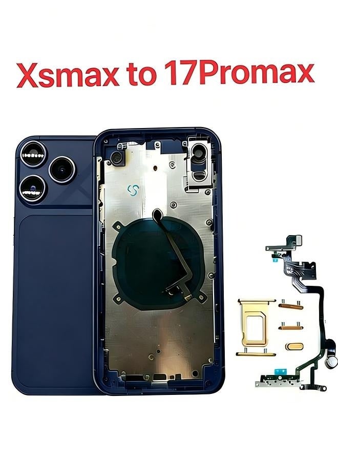 DIY ترقية البطارية الهيكل الخلفي لـ Xsmax تحويل إلى 17 بروماكس الإسكان الجسم الخلفي (الأزرق) - Image 1