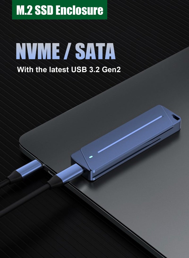 VKL External M.2 SSD enclosure, featuring a USB-C 3.2 interface, 10Gbps transfer speed, compatible with NVMe/PCIE/NGFF 2230/2242/2260/2280, supporting brands such as Intel, Western Digital, and Toshiba, and suitable for devices such as MacBook Pro, Air, and tablets. - Image 2