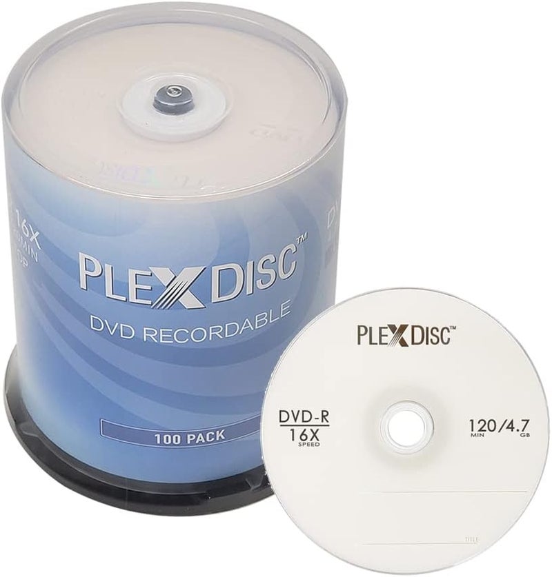 PlexDisc DVD-R 4.7GB 16x Logo Branded Recordable Media Disc - 100 Disc Spindle (FFP) 632-815-BX - Image 1