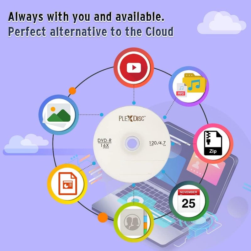 PlexDisc DVD-R 4.7GB 16x Logo Branded Recordable Media Disc - 100 Disc Spindle (FFP) 632-815-BX - Image 4