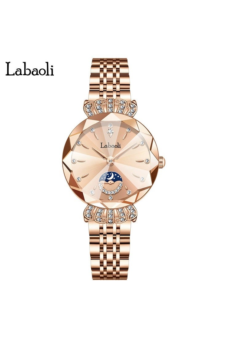 Women's classic style wristwatch, women's stainless steel round dial mechanical watch, fashionable women's watch