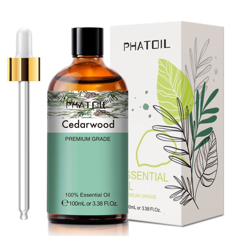 PHATOIL Cedarwood Essential Oil, 3.38Fl.Oz PHATOIL Pure Essential Oil Singles for Aromatherapy Diffusers, Humidifiers, Great for DIY Candle and Soap Making, Gift for Friend - Image 1