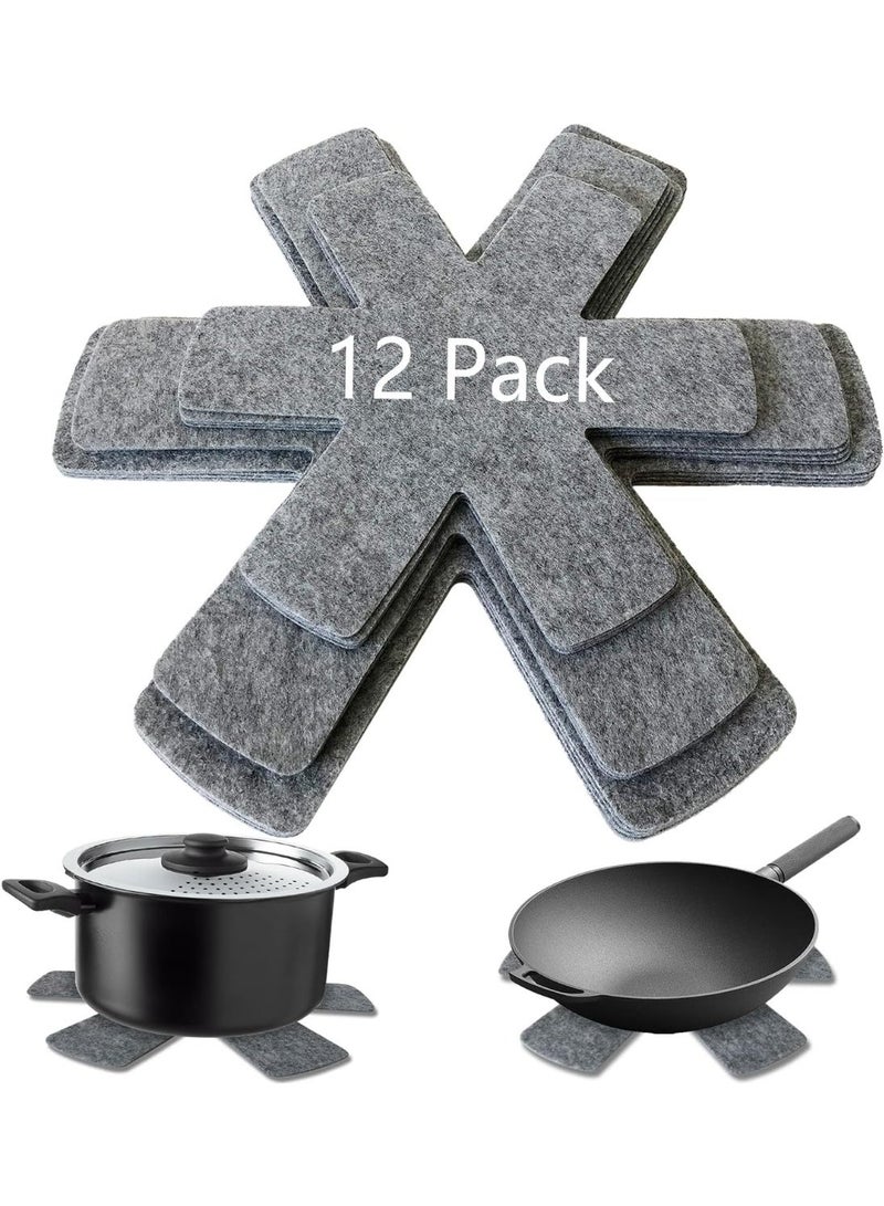 Pot and Pan Protectors Set of 12, 3 Different Size Larger & Thicker Pan Protectors for Stacking and Protecting Your Cookware - Image 1