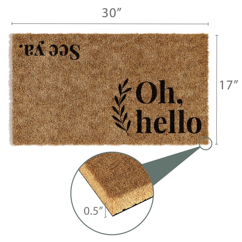 Barnyard Designs Doormat Welcome Mat for Outdoors, Large Front Door Entrance Mat, 30x17, Brown (Oh Hello) - Image 5