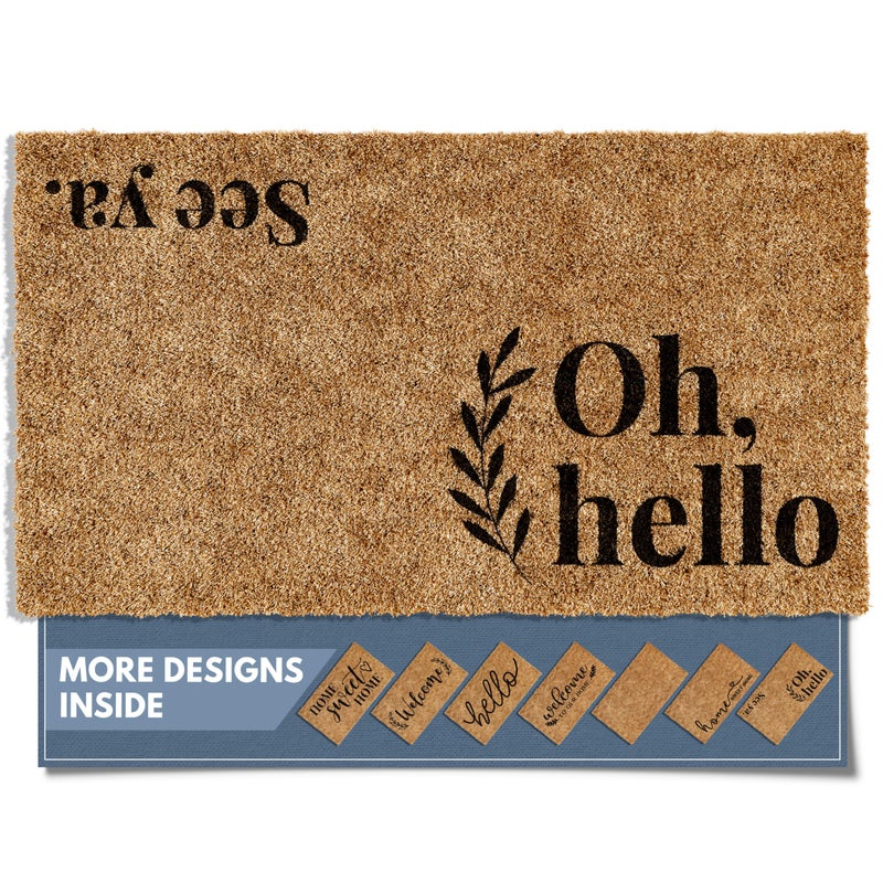 Barnyard Designs Doormat Welcome Mat for Outdoors, Large Front Door Entrance Mat, 30x17, Brown (Oh Hello) - Image 1
