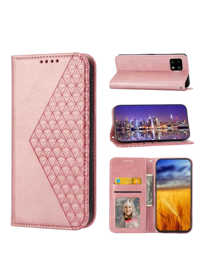 اس-توب جراب لهاتف Motorola Moto G32 مصنوع من الجلد بتصميم شبكي مكعب مع إغلاق مغناطيسي وملمس جلد العجل - Image 1