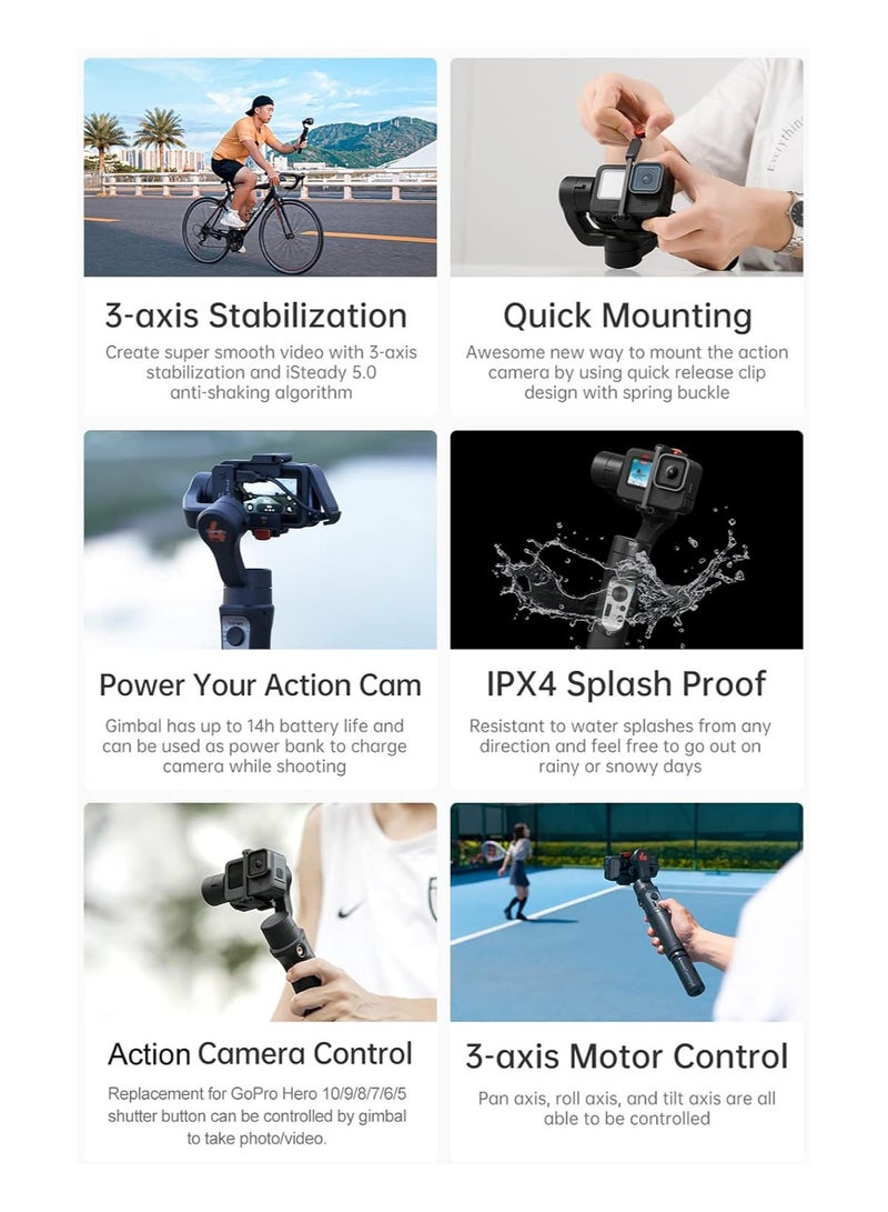 ارواق iSteady Pro 4 مثبت انحراف لكاميرا الحركة المحمولة بثلاثة محاور - Image 4