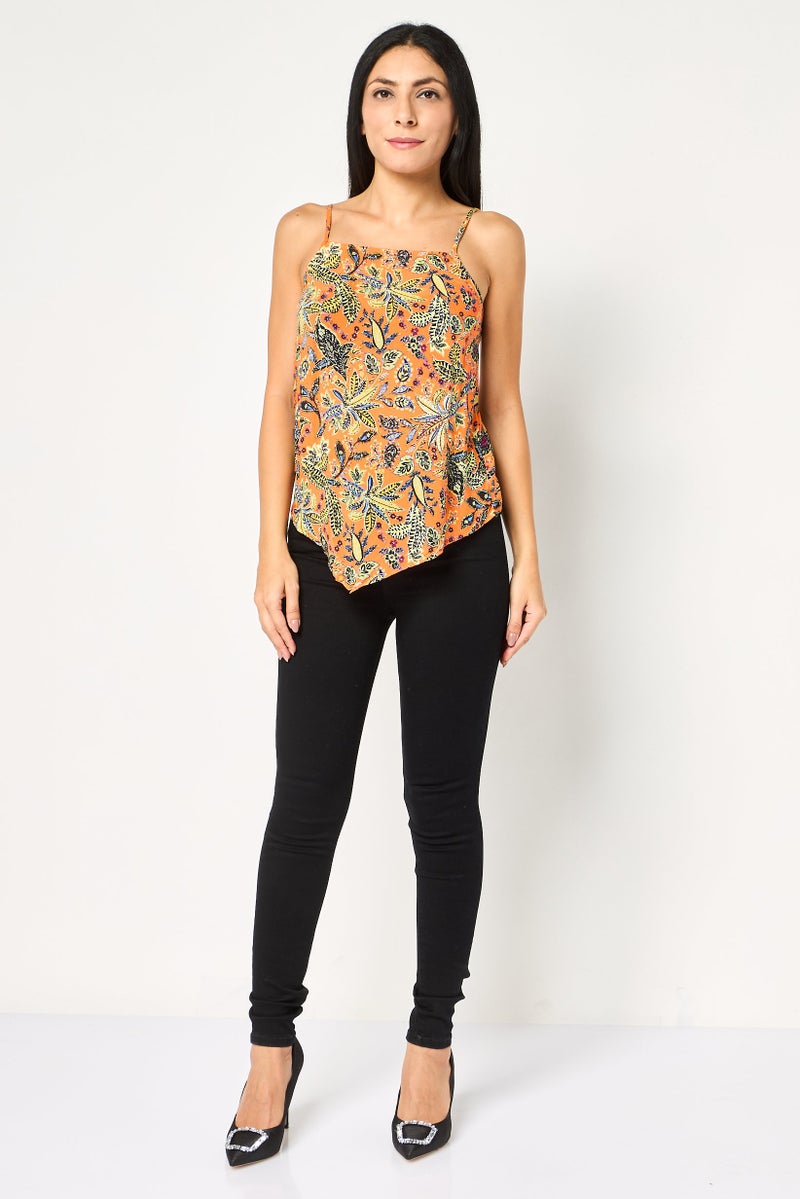 promod Women Scoop Neck Sleeveless Floral Print Tank Top, Multicolor - Image 3