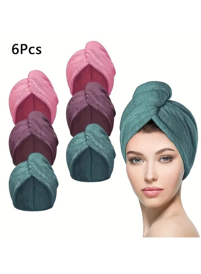 6 Piece Microfiber Hair Turban Set Super Absorbent Moisture Wicking Dry Hair Towel For Women - Image 1